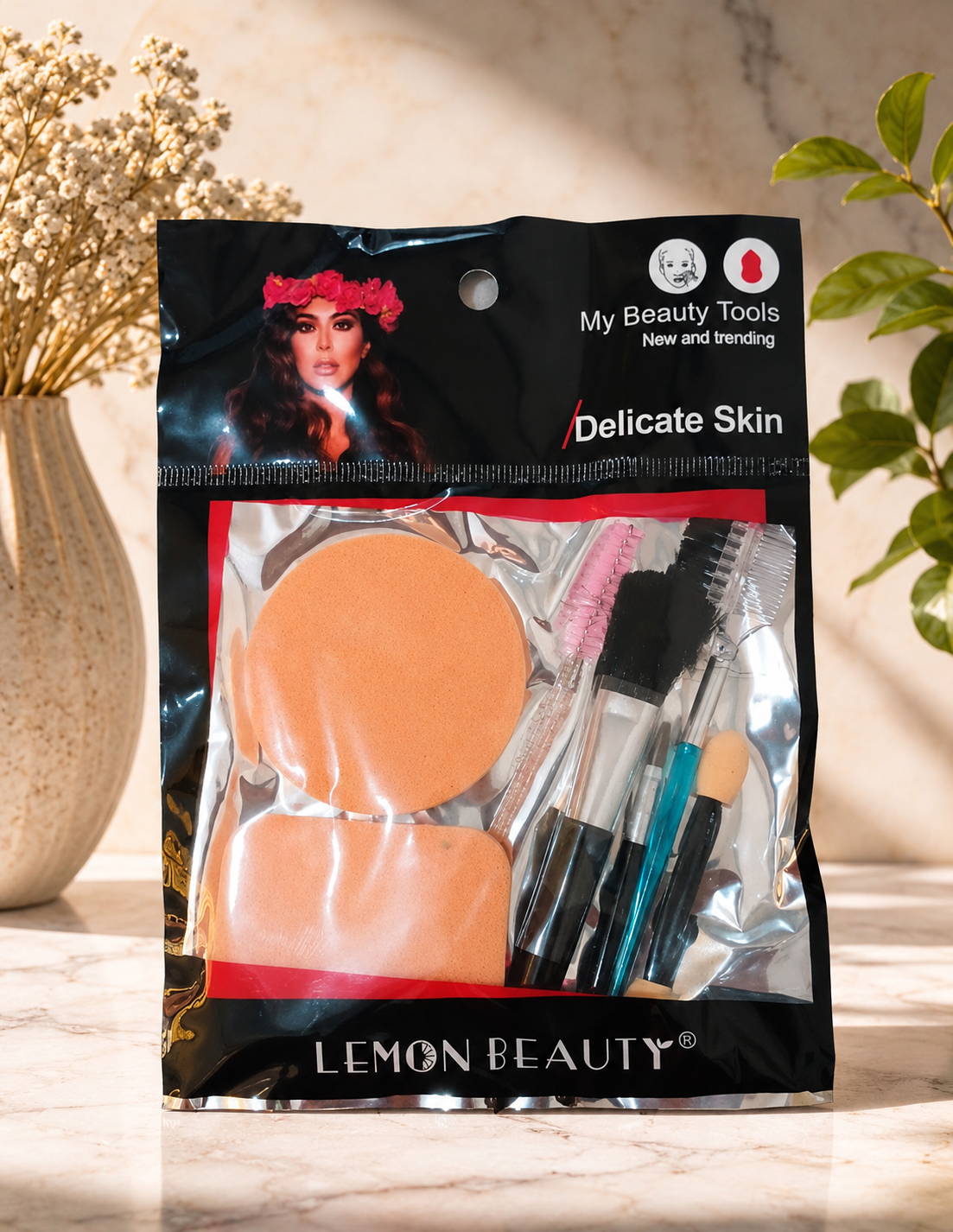 ست براش و پد آرایشی ۷ عددی  Lemon Beauty