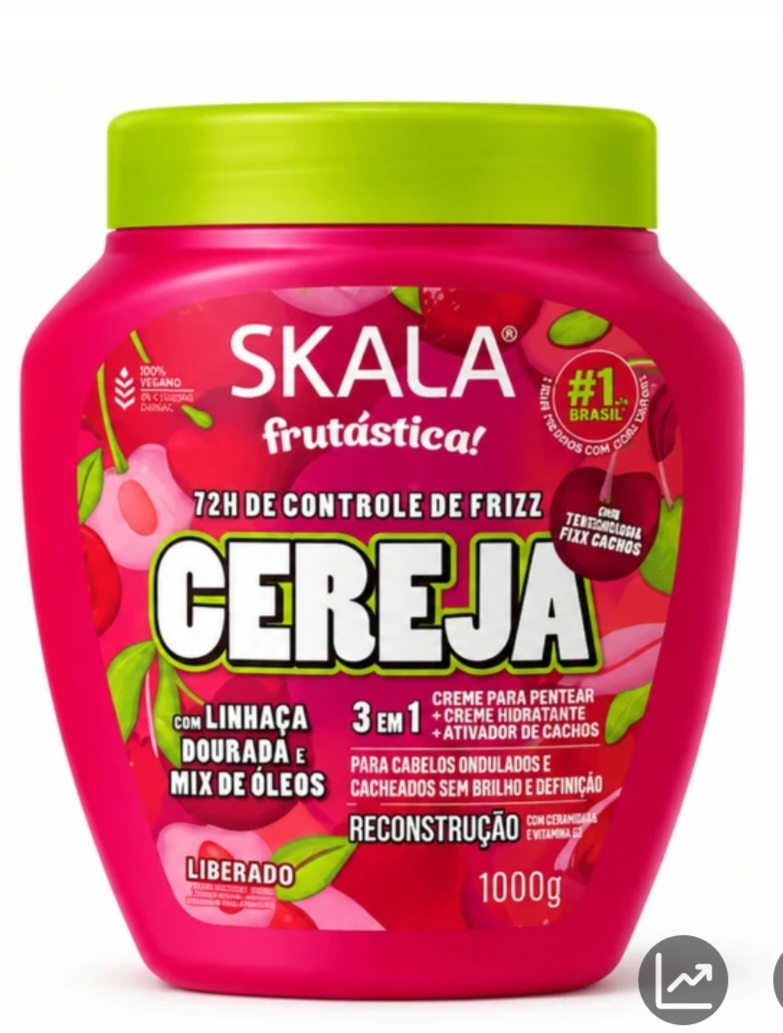 کرم حالت دهنده و کنترل وز 72 ساعته حالت مو گیلاس ۳ در 1 اسکالا Skala Frutastica Cherry (Cereja) 3 In 1 Treatment Cream 1000g