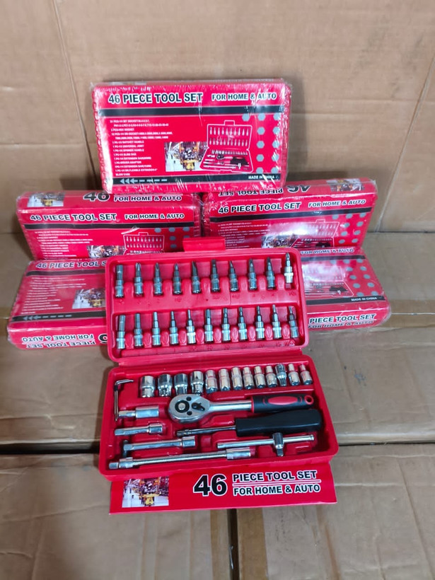 جعبه ۴۶ پارچه آچار و سری بکس و پیچ گوشتی