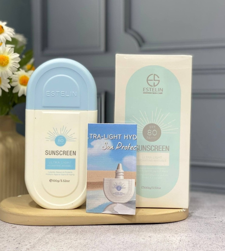ضدآفتاب استلین ESTELIN مدل Ultra-Light Hydrating Invisible SPF +++PA 80 حجم 100 گرم